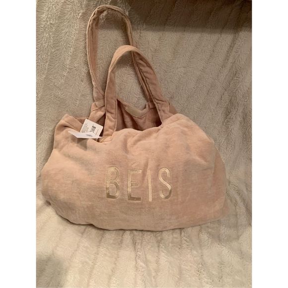 NWT BEIS Terry Towel Tote in BEIGE - Picture 6 of 6